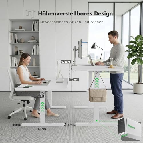 Flamaker Höhenverstellbarer Schreibtisch 160x80 cm, 25MM Ganze Tischplatte mit Bürstenloser Motor… – Ansicht 2
