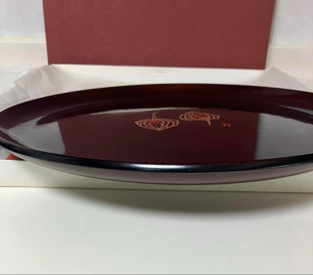 丸盆 ゴールドクラフト 天然木 明石 朴景作 漆塗 ほおずき