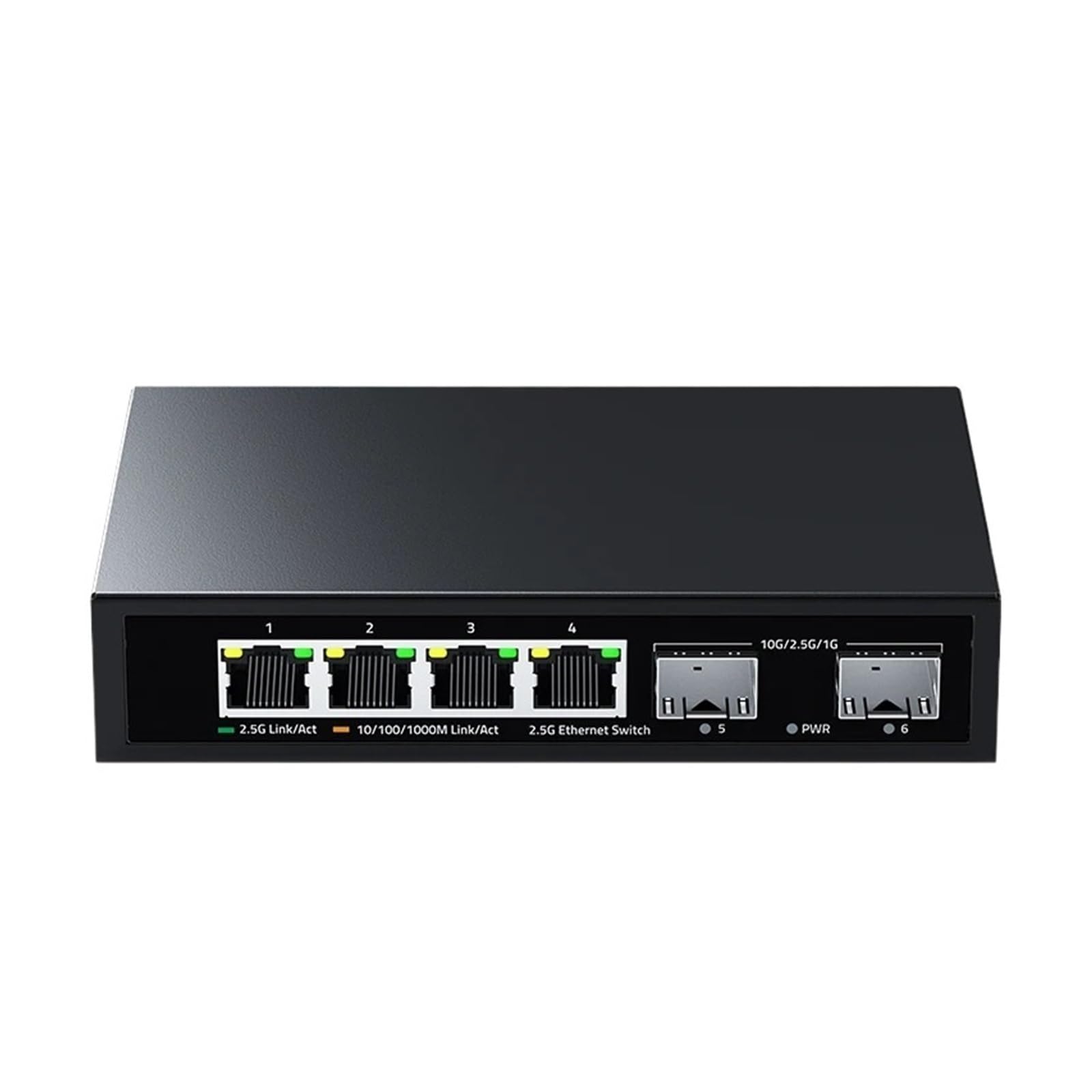 OSHZIKJII 2.5Gb Switch 4 Port 2.5G RJ45 with 2 Port 10G s-f.p+ Fanless Unmanaged Desktop Wall Mounted Network Switch