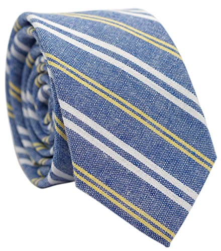 Image of BELLUNO Men's 2.5 inch Skinny Solid Cotton Linen Ties