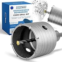 EFFEKTWERK Bohrkrone 68mm SDS Plus - Dosenbohrer 68mm Mauerwerk Porenbeton Gasbeton Ziegel Naturstein - Steckdosenbohrer - Bohrkrone Steckdose - Dosensenker 68mm für Bohrhämmer - Hammerschlagfest
