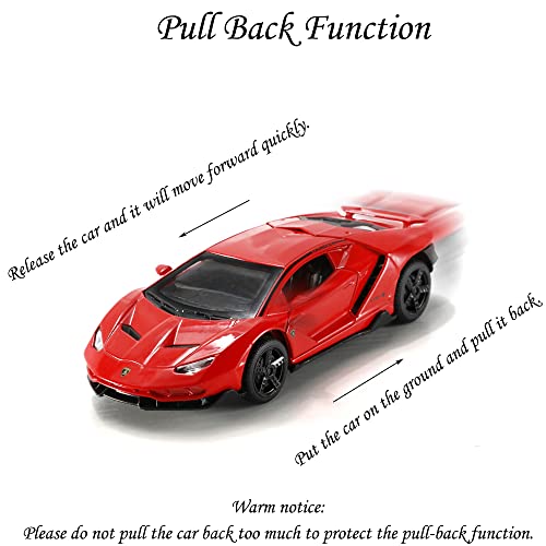 Alloy Collectible Red Lamborghini Toy Pull Back Vehicles Diecast Cars Model With Light & Sound #TOP3