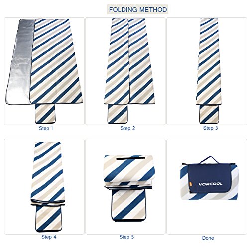 VORCOOL Picknickdecke 200x200cm Wasserdicht mit Tragegriff für Picknicks, Camping-5