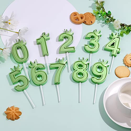 3Inch Birthday Number Candle, 3D Candle Cake Topper With Crown Cake Numeral Candles Number Candles For Birthday Anniversary Parties (Green; 0) #TOP2