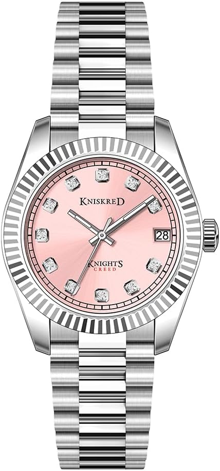 classic wristwatches for women with crystal accent and solid stainless steel band women's clothing watch waterproof
