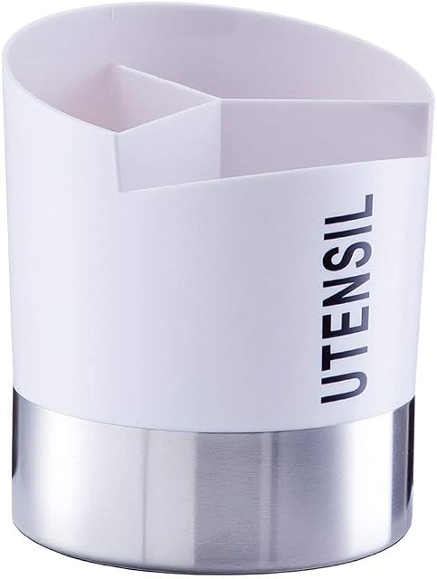 Zeller Utensil Holder 14,5x17cm in white, Stainless_Steel, 14.5 x 14.5 x 17 cm