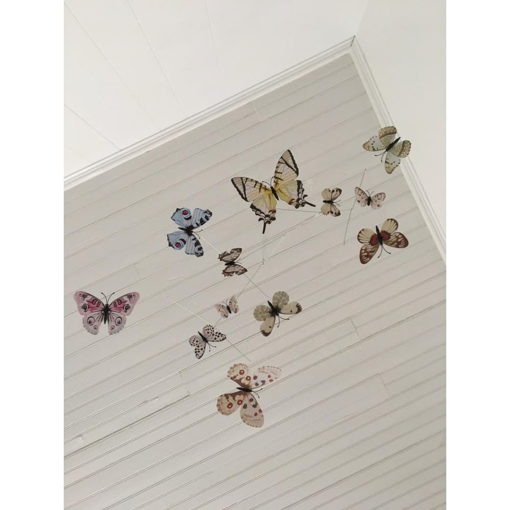 Butterfly Mobile, Ceiling Decor, Wind Chime with 12 Colorful Butterflies, Gentle Movement for Bedroom Home Garden Decoration