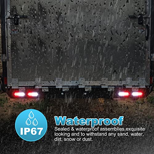 Partsam 2 Pcs 6.5 Inch Oval Red/White Strobe Lights 24Led Brake Stop Lights Recessed With Quad Flash Patterns For Truck Towing Trailer Lights Rubber Grommets 3-Prong Wire Pigtails Ip67 Waterproof #TOP3