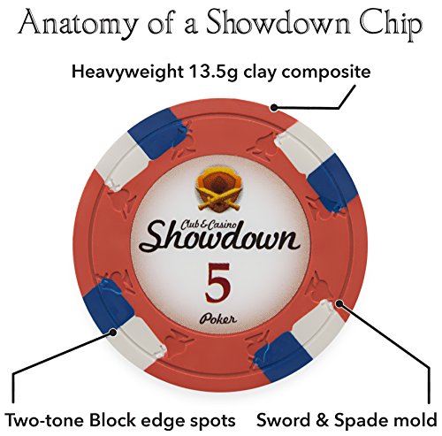Brybelly 1,000 Ct Showdown Poker Set - 13.5g Clay Composite Chips with Acrylic Display Case for Casino Games - Thumbnail 6