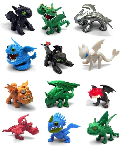 Toysvill Dragons HTTYD Collection (Set of 12 pcs), Night Fury (Toothless), Action Figures, Cake Toppers Figurines, Toys Gift Figure Toy