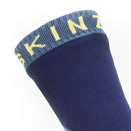 Sealskinz Unisex Waterproof Extreme Cold Weather Mid Length Sock, Navy Blue/Yellow, Large #TOP1