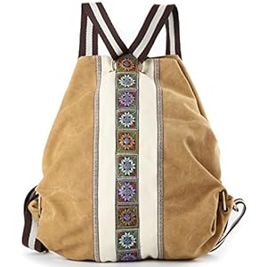 Goodhan Women Canvas Backpack Daypack Casual Shoulder Bag, Vintage Heavy-duty Anti-theft Travel Backpack