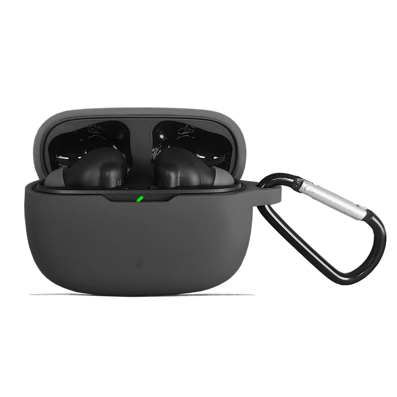 Silicone Case for JBL Vibe Beam 2025/Vibe Beam 2023/Vibe 200TWS True Wireless Headphones, Premium Shockproof Case Cover with Carabiner Compatible with JBL Vibe Beam/Vibe 200TWS.(Black)