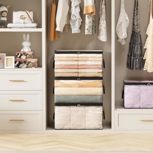 Image of JD FRESH 6 Piece 60L PVC Transparent Storage Bag with Zipper /Foldable Clothes Organiser for Wardrobe /Garments Organizer /Space Saving Storage Box for Sarees /Lehenga /Towel /Toy - 21.6 x 13.8 x 12.4 Inch