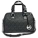 Michael Kors Grayson Medium Chain Signature Satchel (Black with Silver Hardware)