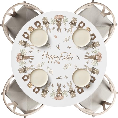 Horaldaily Easter Fitted Tablecloth Best for 45 56 Round Spring Carrots Bunny Elastic Edge Polyester Table Cover for Party Picnic Camping Outdoor Indoor