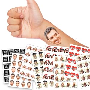 Custom Tattoos Personalized Temporary Tattoos with Photo Face Name Logo for Birthday Party Wedding Bride Groom Decor – Face Design