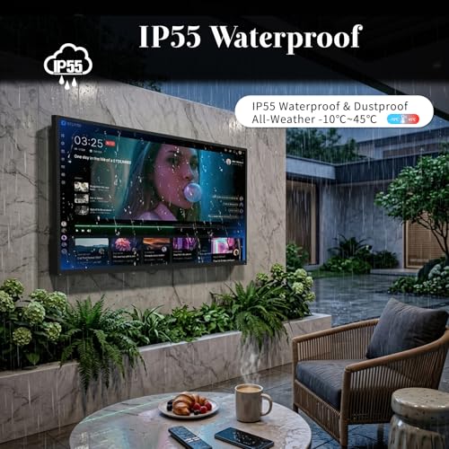 Image of 55 Inch Outdoor TV, 2000 Nits Ultra Bright 4K UHD Weatherproof Television, IP55 Waterproof Smart TV with WebOS 25, Outside TV for Backyard, Poolside, Deck & Patio