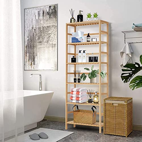 Elepude Bamboo Rack,Bamboo Shelf,Stand Utility Storage Shelf Multifunctional Bathroom Kitchen Living Room Holder Plant Flower Stand (6-Tier) #TOP4
