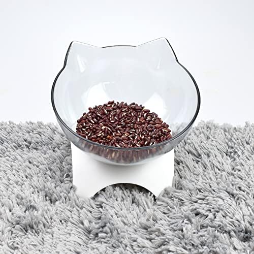 Cat Bowls 15° Tilted Platform Feeder Raised Feeding Bowl with 4 Stands for Pet Food Water