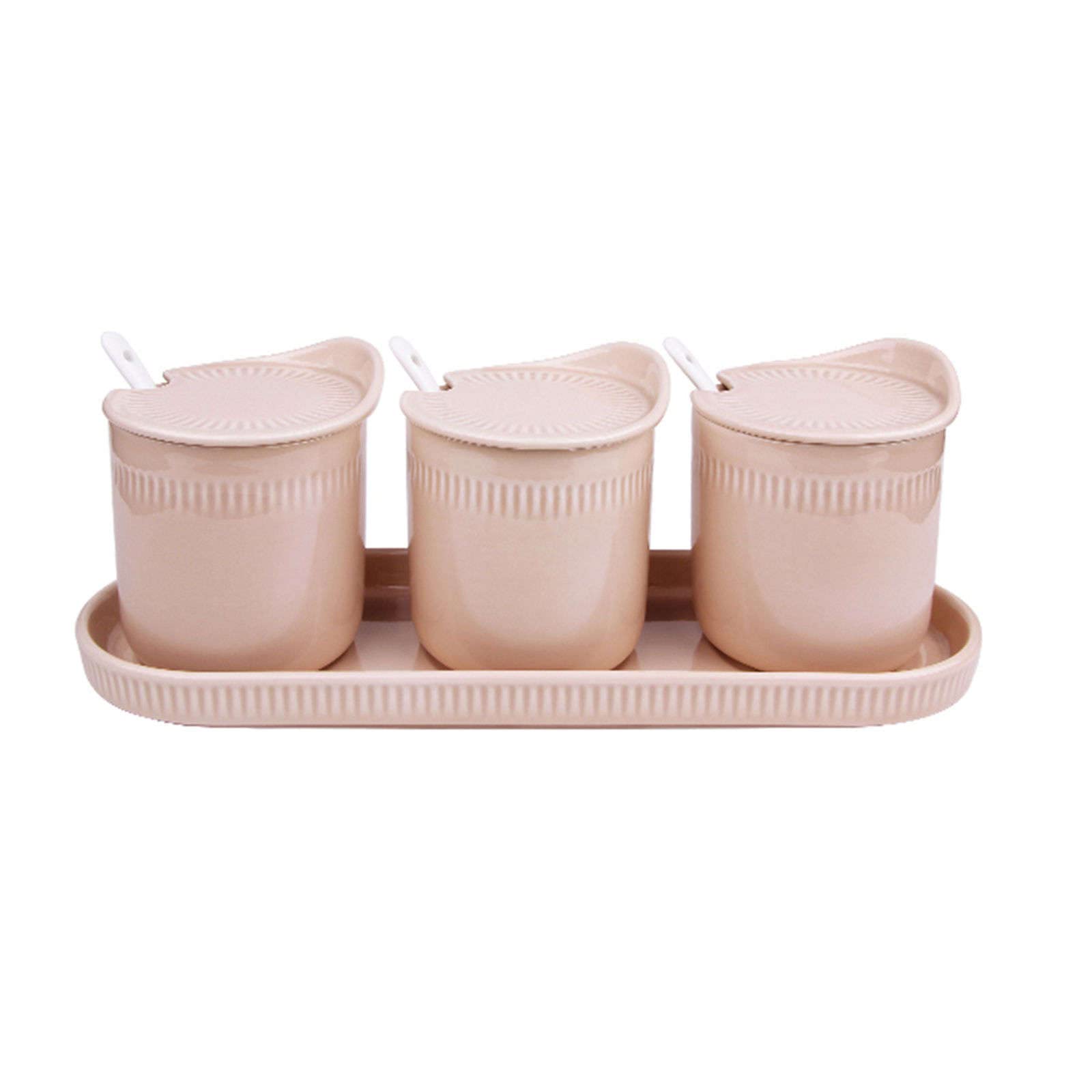 Tarro de especias de porcelana, azucarero, azucarero con tapa, bote de condimento for salero de azúcar, tarro de almacenamiento de azúcar, azucarero, recipiente de azúcar, tarro de especias-rosa-300ML