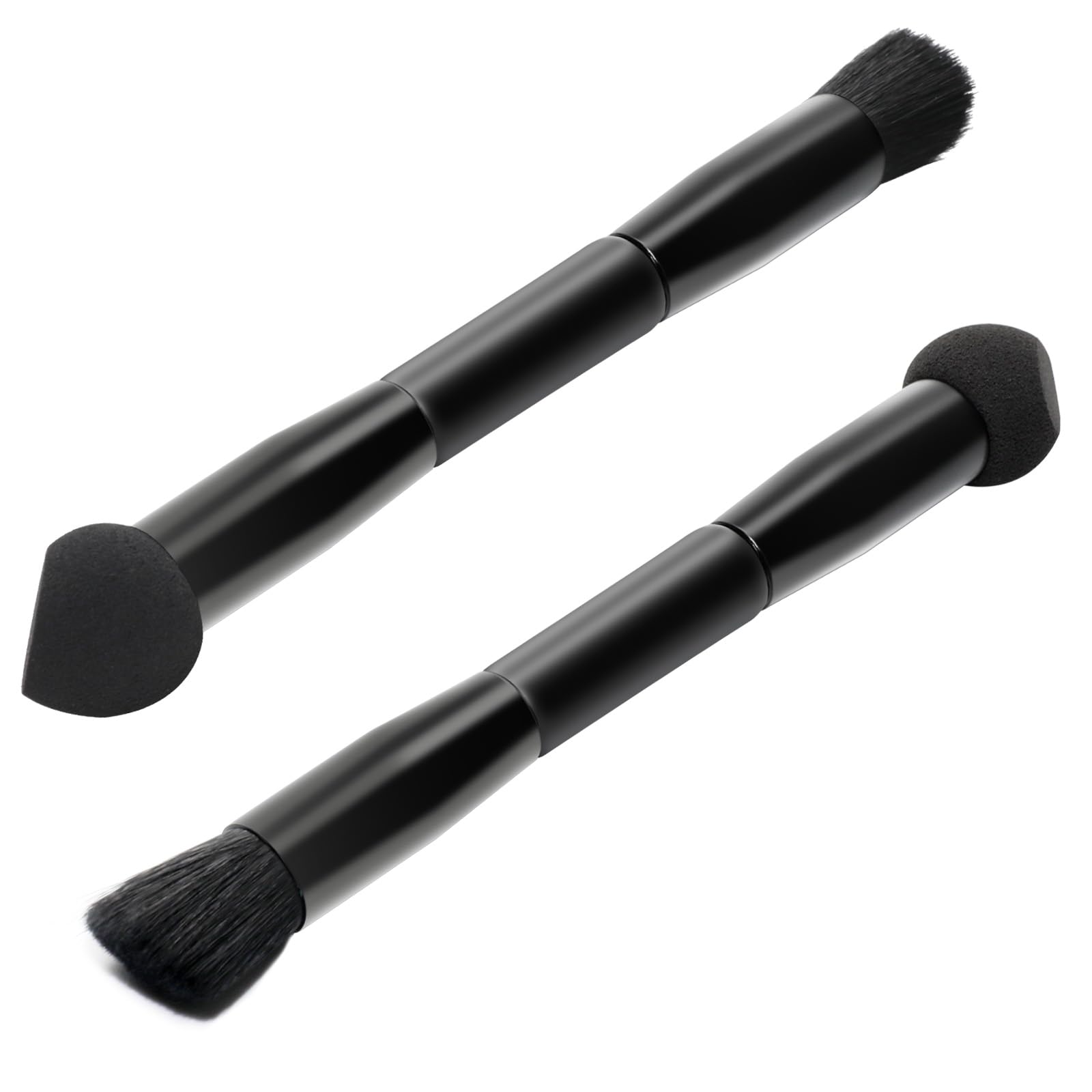 Photo 1 of 2 Pcs Dual Ended Hairline Brushes, Travel Concealer Brush with Sponge & Angled Flat Brush, Root Concealer Brushes for Precise Cover of Gray Roots, Thin Spots, Natural & Flawless Makeup Application
