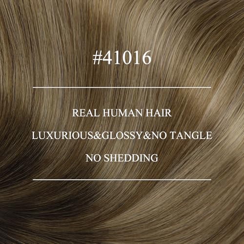 Image of YoungSee Nano Bead Hair Extensions Balayage Brown 18 Inch Nano Ring Hair Extensions Human Hair Ombre Dark Brown with Blonde Nano-Tip Extension Real Human Hair Ombre Cold Fusion 1g /strands 50g