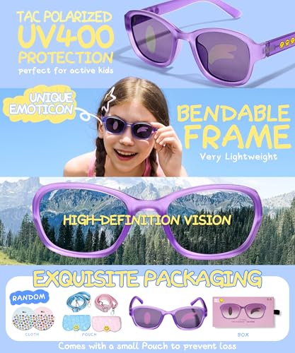 Image of SMILEYWORLD Kids Sunglasses Polarized UV400 Protection for Boys Girls Flexible Unbreakable Lightweight Shatter-Resistant