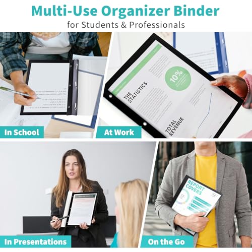 Image of Report Covers with 3 Prongs, 100-Sheet Capacity, Black and Navy, 48 Pack | Clear Front Plastic Folders, for Letter Size, 3-Prong Fasteners, Perfect for Resumes, Proposals & Professional Presentations