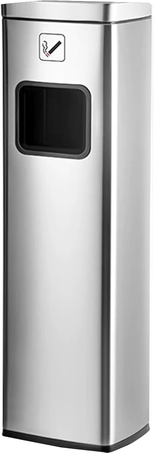 Standing Ashtray Outdoor, Commercial Cigarette Butt Receptacle, Stainless Steel Rubbish Bin Ashtray for Patios, Gardens, Hotels, and Restaurants(Gray,63CM/24.8IN)