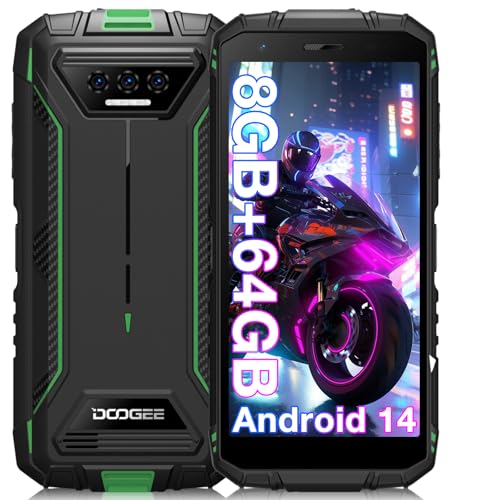 Doogee S41T-02 Rugged Smartphone,Android 14 6300Mah Battery,8Gb+64Gb,4G Dual Sim Rugged Smartphone,13Mp Camera,Ip68 Waterproof Cell Phone,Face Unlock,Nfc/T-Mobile cover