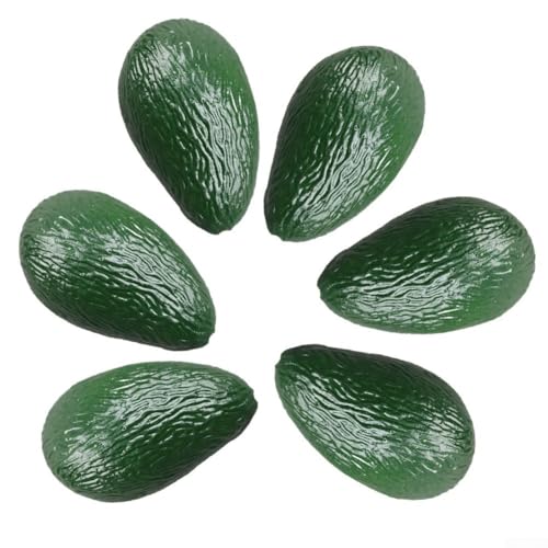 Vibsky Avocats artificiels réalistes, faux fruits brillants pour affichage de table, décoration de magasin ou référence de croquis, mousse plastique légère – Lot de 6 tailles assorties