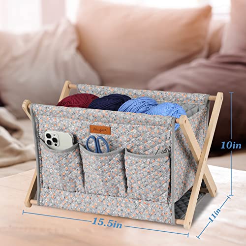 Image of Yarn Caddy Large Size Yarn Storage Organizer for Yarn Skeins-Organizer for Crochet Hooks Knitting Needles Other Accessories (Tulip-Orange)(Easy Assembly)