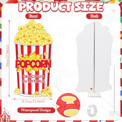 Image of Qunclay 4ft Popcorn Box Cardboard Cutout Carnival Party Decoration Life Size Popcorn Photo Booth Prop Stand up Display Backdrop Decor for Carnival Movie Night Circus Theater Birthday Party