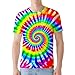 Poykopty Men's Rainbow Tie Dye T Shirt Hipster Short Sleeve Tie-Dye Shirts for Men Medium