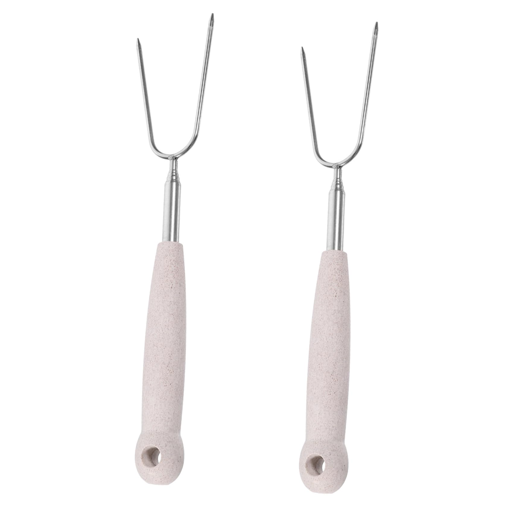 ABOOFAN Stainless Steel Meat Fork Set 2pcs Extendable Bbq Forks Hot Dog Fork Roasting Sticks Outdoor Cooking Tools