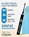 Voom Sonic Pro 7 Series Rechargeable Electronic Toothbrush, Advanced Oral Care Technology, 2-Minute Timer w/Quadrant Pacing, 5 Adjustable Speeds, Magnetic Levitation, 100% Waterproof, Black (VM-20946)