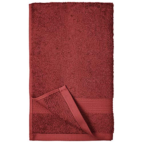 Image of Amazon Basics 6-Piece Fade-Resistant 100% Cotton Hand Towels for Bathroom, Soft Absorbent, 26 x 16 inches, Crimson