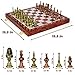 Large Egyptian Metal Chess Set for Adults – 15 Inch Foldable Wooden Chess Board with Weighted Antique Chess Pieces – Vintage Luxury Game Gift for Collectors，Classic Board Game