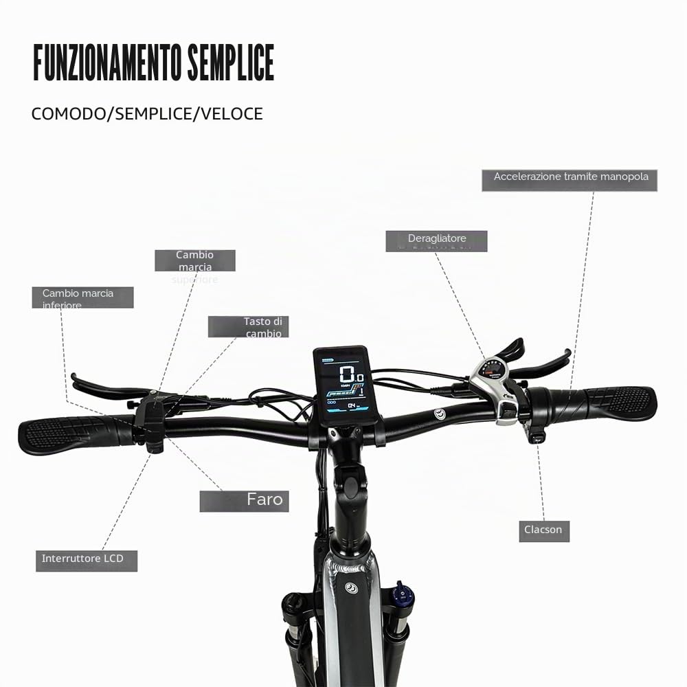 E-bike TP26 per adulti, motore brushless da 48 V, batteria agli ioni di litio da 17 Ah, telaio in lega di alluminio, bici elettrica fuoristrada per pendolari, mountain bike, freno a disco