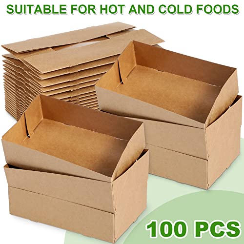 Image of Chinco Cardboard Food Trays Disposable Foldable, Brown, 100 Pieces