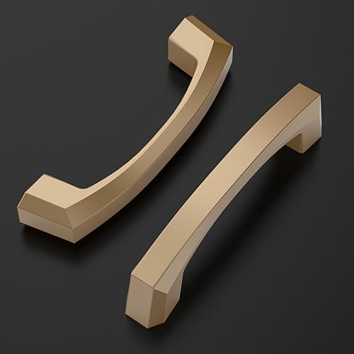 Miniatura 3 de Amerdeco Paquete de 10 tiradores de bronce champán para armarios de 3 pulgadas (2.992 in) con orificios centrales para gabinetes de cocina, manijas