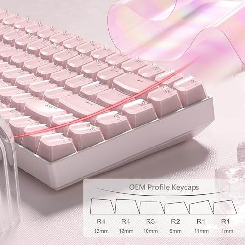 Image of Womier Keyboard Keycaps, Lusterfly Jelly Keycaps Pink Shine Through Key Cap | Custom Cute Keycaps Set 60 75 100 Percent, 118 Keys OEM Profile for 61 /68 /84 /87 /98 /100 Cherry MX Mechanical (Backlit Pink)