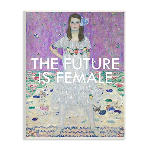 Stupell Industries The Future is Female Vintage Girl Powerful Stance Wall Plaque, 13 x 19, Off- White