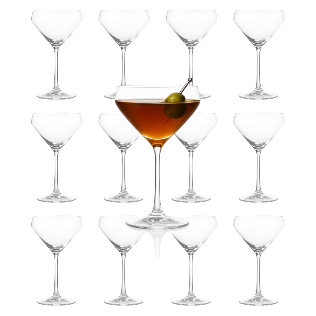 LEMONSODA Hand Blown Classic Martini Glasses, Set of 12, 10oz, 2270