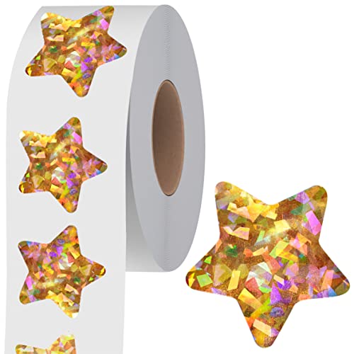 500 Pegatinas de Estrellas Doradas, Pegatinas Autoadhesivas de Brillo Metálico, Pegatinas de Estrellas Reflectantes, Etiquetas de Recompensa para Niños, Estudiantes, Profesores (Cada una mide 3.8cm)
