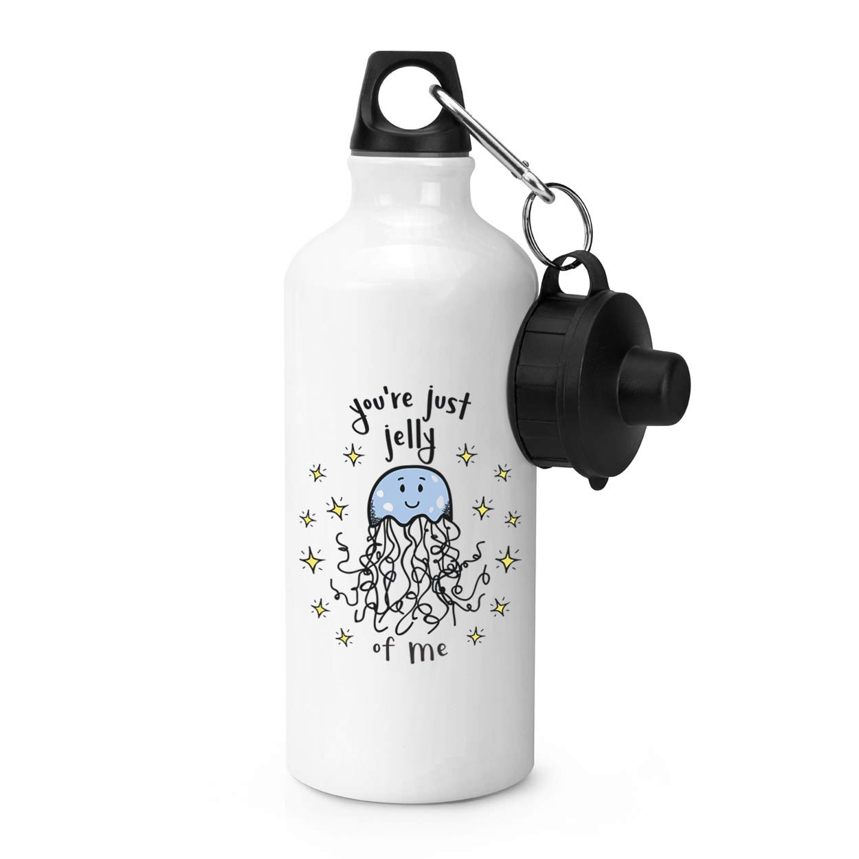 Gift Base Borraccia Sportiva In Metallo 600ml Bianco Con 2 Tappi, Design Stampato, Esclusiva - 4