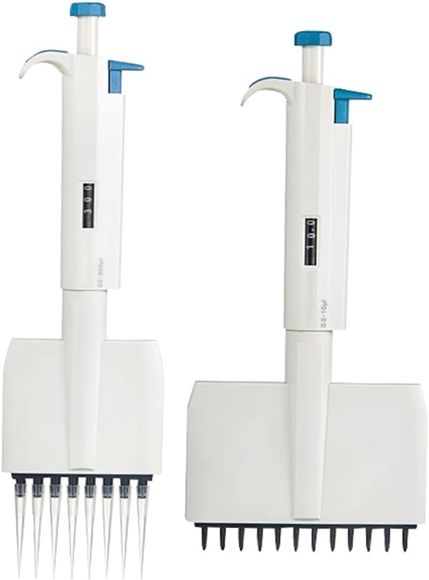 Lab Pipettors, Multichannel Pipette Accurate and Calibrated Pipette Mechanical Adjustable Volume Pipettor 8/12 Channels(8 Channels 50-300ul)