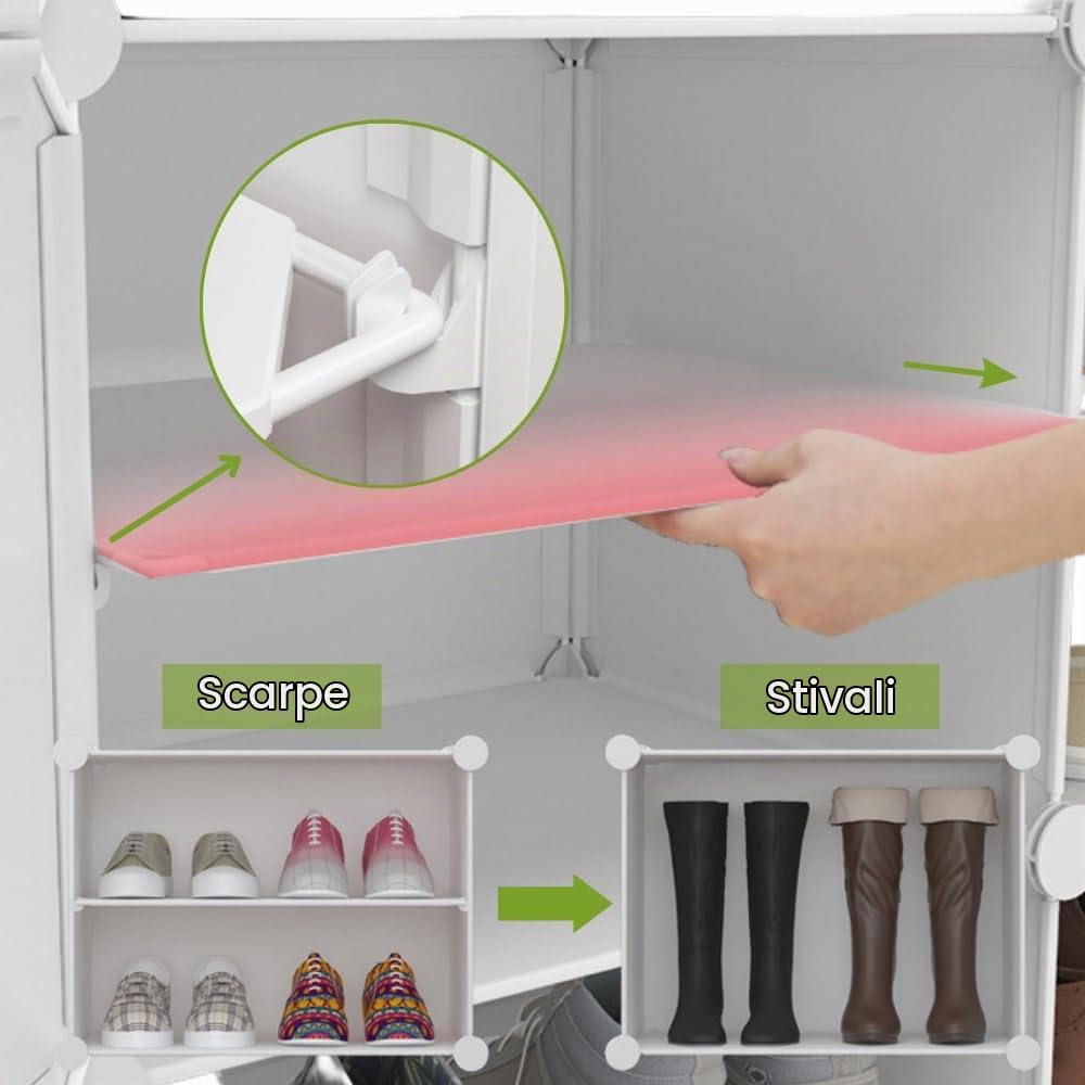 Scarpiera Modulare Mobile per Ingresso, Hall e Casa - Deposito per Corridoio, Camera da Letto - 18 Paia di Scarpe