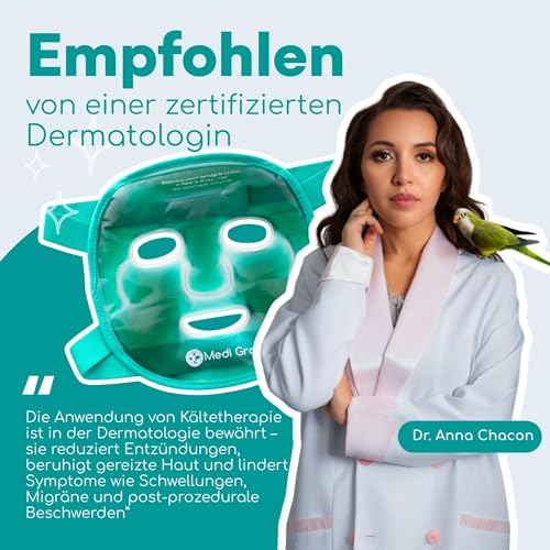 Medi Grade Kühlmaske Gesicht und Kühlende Augenpads – Augenmaske Kühlend mit Geltechnologie, Gesicht, Augen, Augenringe entfernen, Reduziert Schwellungen, Dunkle Ringe, mit Kühltasche
